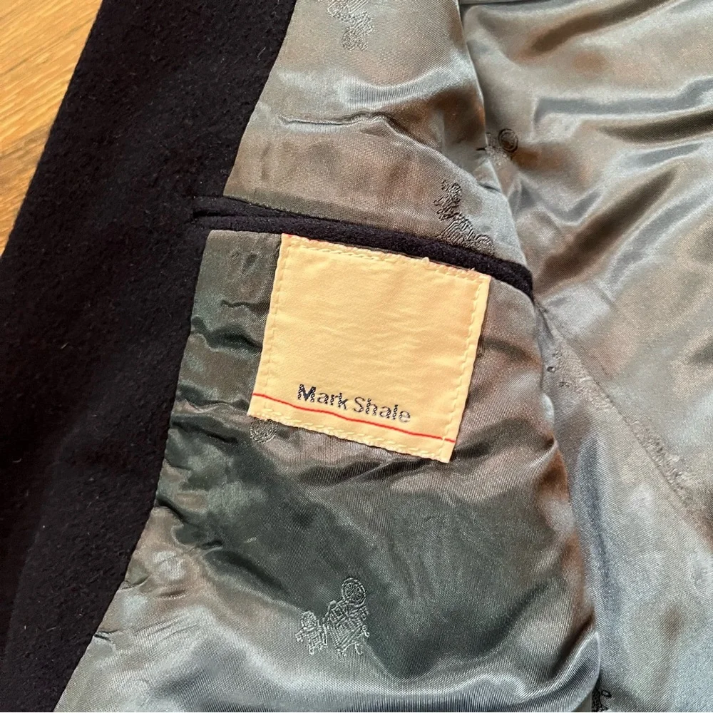 100% Cashmere Made in USA Mark Shale Navy Blue 2 Button Jacket Men’s M size 40 - Picture 4 of 13